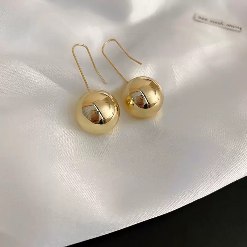 Gold Ball Drop Earrings Minimalist Dangle Earrings 18K Gold Plated Chic Modern